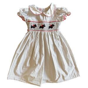 Marmellata Classics Girls Smocked Dress in Polka Dot Scottie Dogs Size 5